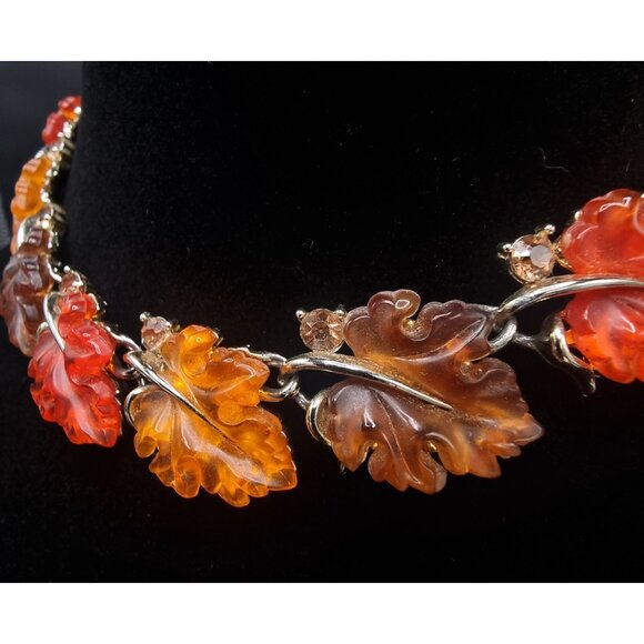 Vintage Lisner 1950s Autumn Leaf Necklace & Earrings Set - Picture 4 of 5